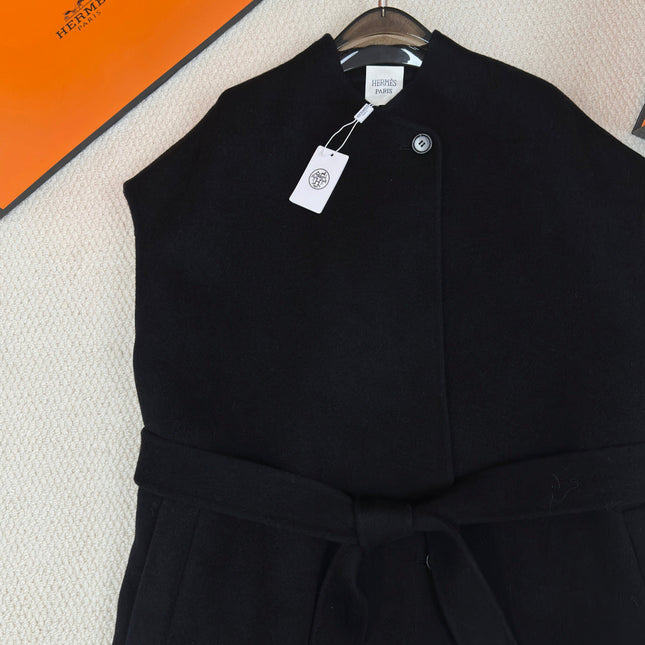 HERMES 25S LONG SLEEVELESS CASHMERE VEST 190