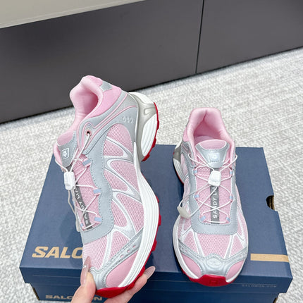 ALO 25S SALOMON XT WHISPER 40 MM IN LIGHT PINK MESH FABRIC AND GREY LAMBSKIN