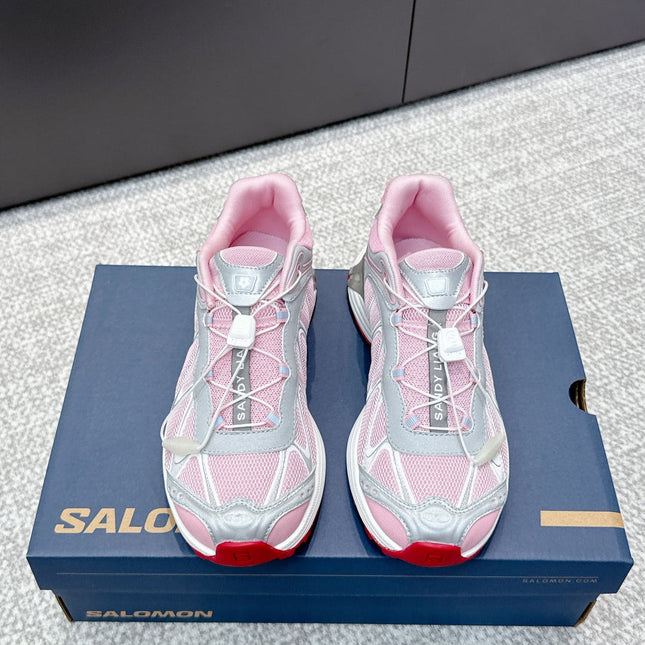 ALO 25S SALOMON XT WHISPER 40 MM IN LIGHT PINK MESH FABRIC AND GREY LAMBSKIN