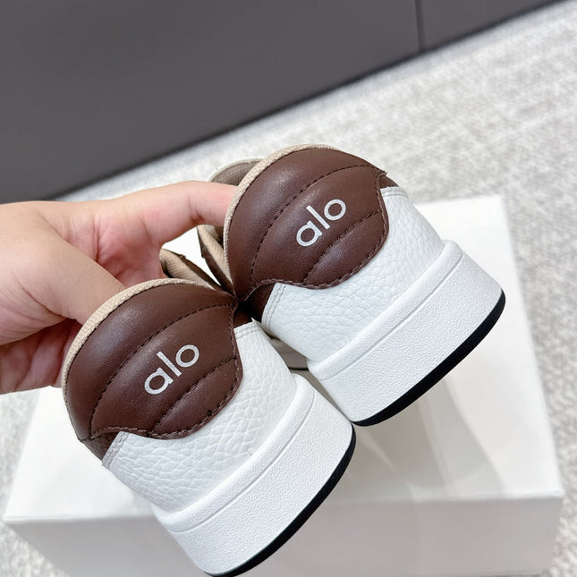 ALO 25S SNEAKER IN DARK BROWN AND WHITE LAMBSKIN
