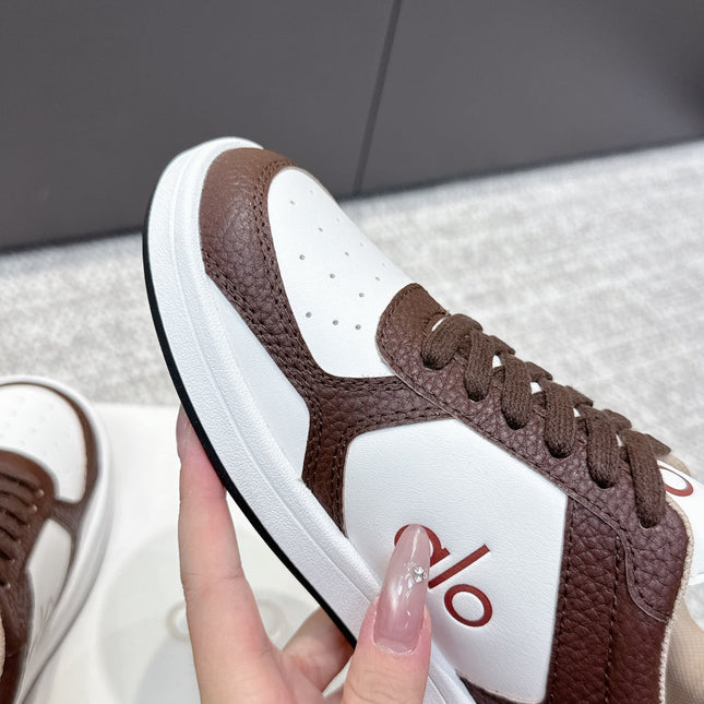 ALO 25S SNEAKER IN DARK BROWN AND WHITE LAMBSKIN