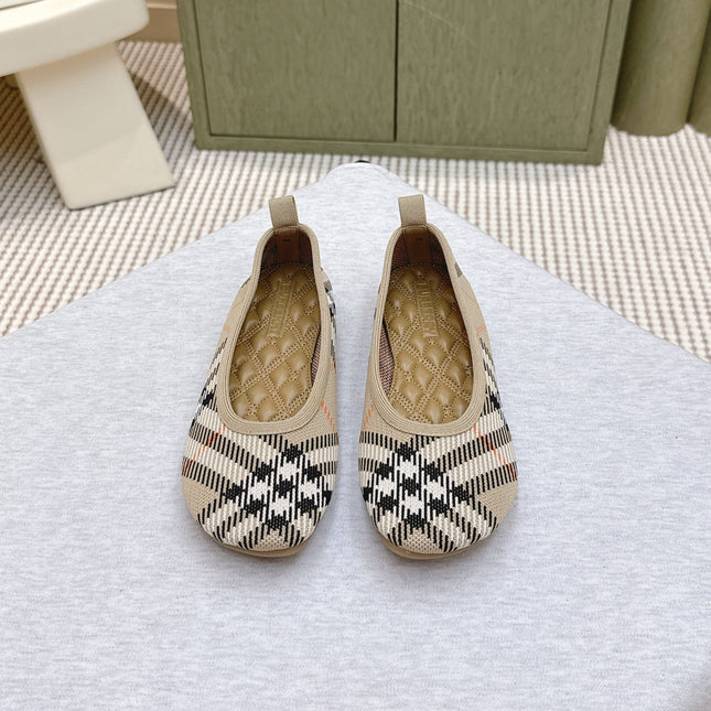 BURBERRY 26S BALLET FLATS IN BEIGE AND BLACK KNIT STYLE 1