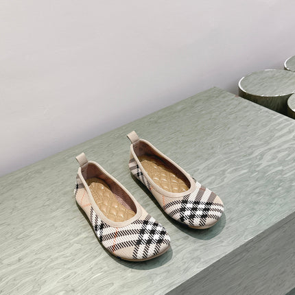 BURBERRY 26S BALLET FLATS IN BEIGE AND BLACK KNIT STYLE 1