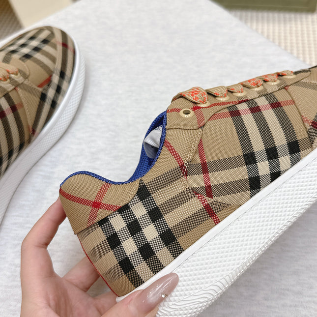 BURBERRY 26S PLAID TERRACE SNEAKERS IN LIGHT BROWN CANVAS STYLE 13