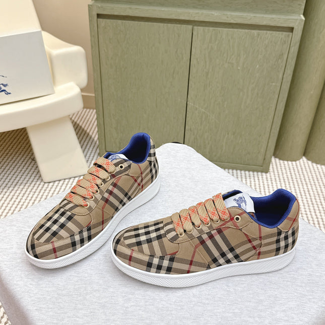 BURBERRY 26S PLAID TERRACE SNEAKERS IN LIGHT BROWN CANVAS STYLE 13