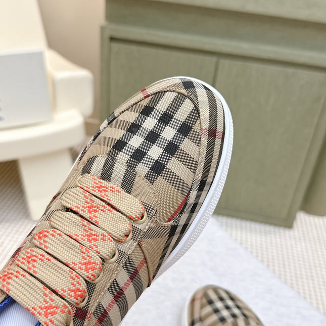 BURBERRY 26S PLAID TERRACE SNEAKERS IN LIGHT BROWN CANVAS STYLE 13