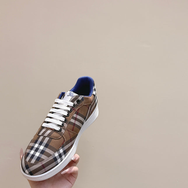 BURBERRY 26S PLAID TERRACE SNEAKERS IN BROWN CANVAS STYLE 12