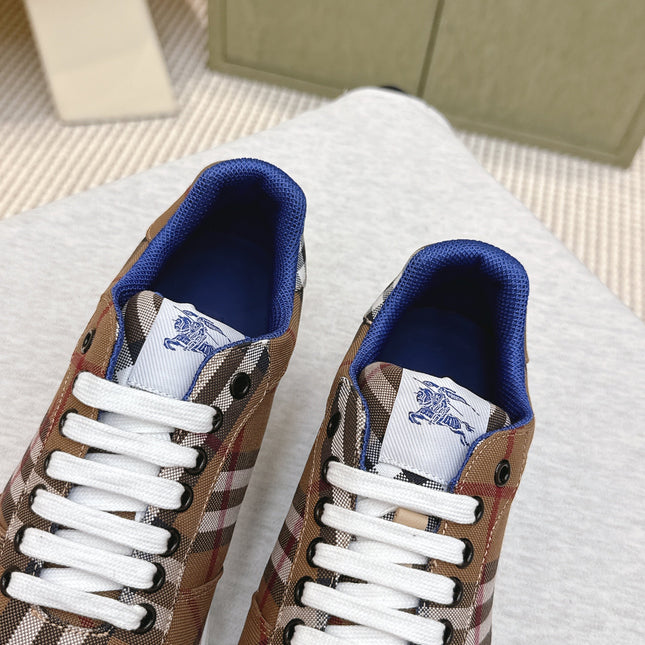 BURBERRY 26S PLAID TERRACE SNEAKERS IN BROWN CANVAS STYLE 12