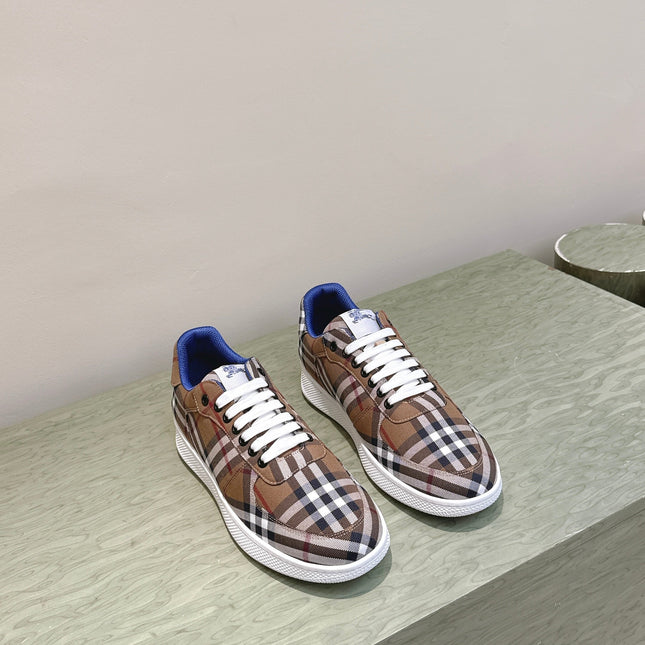 BURBERRY 26S PLAID TERRACE SNEAKERS IN BROWN CANVAS STYLE 12