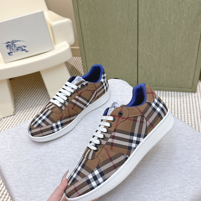 BURBERRY 26S PLAID TERRACE SNEAKERS IN BROWN CANVAS STYLE 12