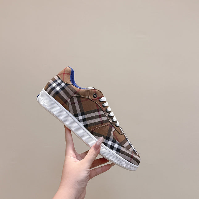 BURBERRY 26S PLAID TERRACE SNEAKERS IN BROWN CANVAS STYLE 12