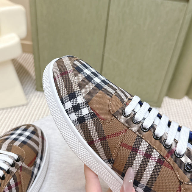 BURBERRY 26S PLAID TERRACE SNEAKERS IN BROWN CANVAS STYLE 12