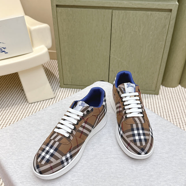 BURBERRY 26S PLAID TERRACE SNEAKERS IN BROWN CANVAS STYLE 12