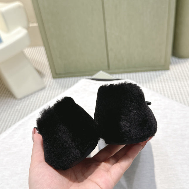 PRADA 25S MARY JANE BALLET FLATS IN BLACK FUR