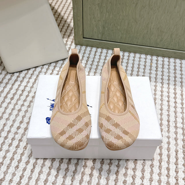 BURBERRY 26S BALLET FLATS IN BEIGE KNIT