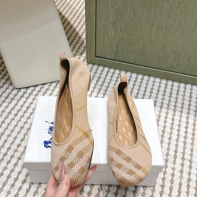 BURBERRY 26S BALLET FLATS IN BEIGE KNIT