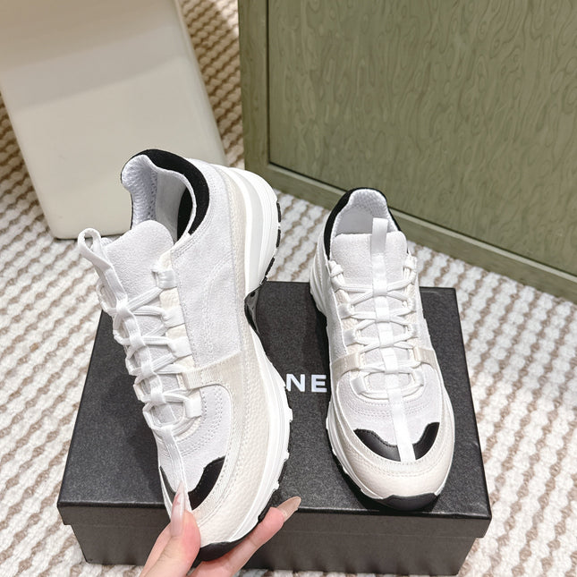CHANEL 25S LUXURY SNEAKERS IN WHITE CALFSKIN AND SUEDE