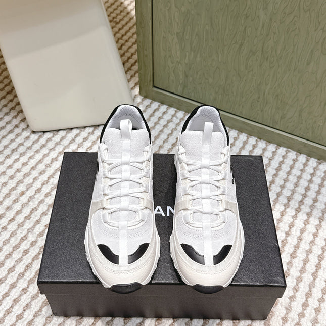CHANEL 25S LUXURY SNEAKERS IN WHITE CALFSKIN AND SUEDE