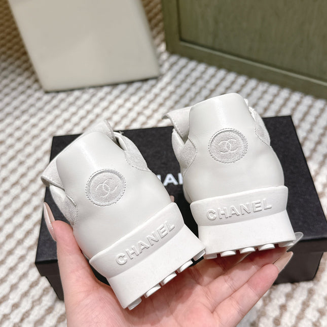 CHANEL 25S SNEAKERS 35MM IN GREIGE SUEDE WITH VELCRO STRAPS