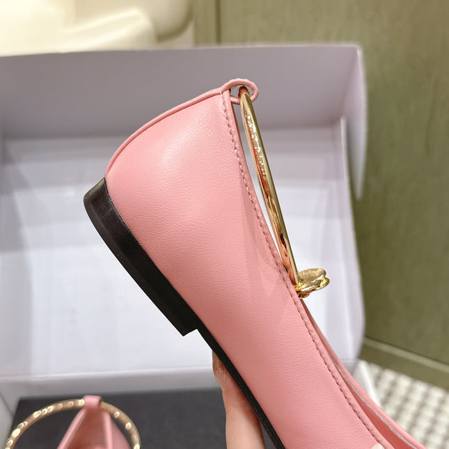 CHANEL 25S BALLERINA SHOES IN PINK AND BLACK CALFSKIN GOLD HARDWARE