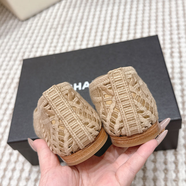 CHANEL 26S BALLET FLATS IN BEIGE MESH AND FABRIC