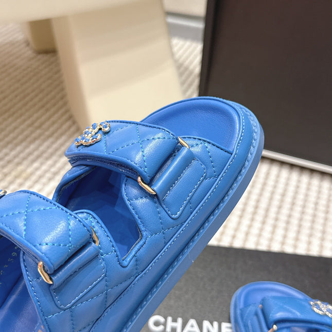 CHANEL 26S SANDALS IN BLUE CALFSKIN