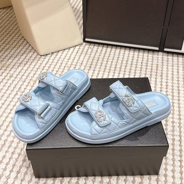 CHANEL 26S SANDALS IN LIGHT BLUE CALFSKIN