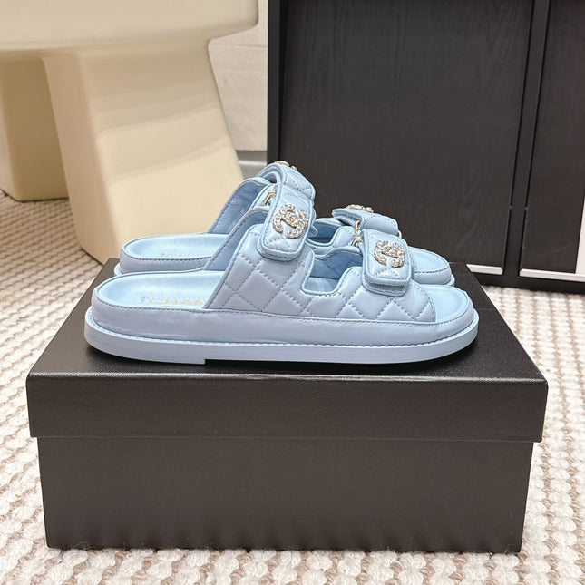 CHANEL 26S SANDALS IN LIGHT BLUE CALFSKIN