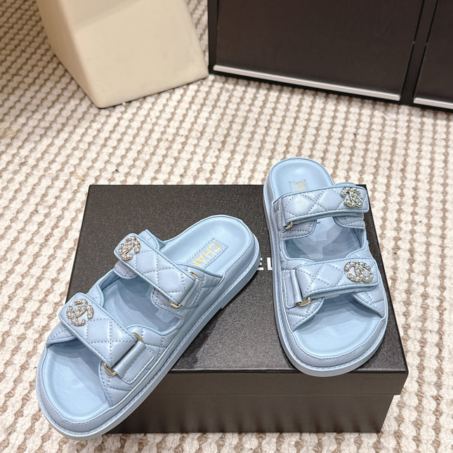 CHANEL 26S SANDALS IN LIGHT BLUE CALFSKIN
