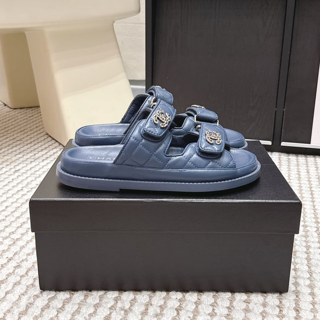 CHANEL 26S SANDALS IN SLATE BLUE CALFSKIN