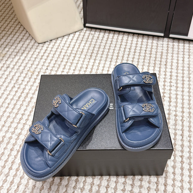 CHANEL 26S SANDALS IN SLATE BLUE CALFSKIN