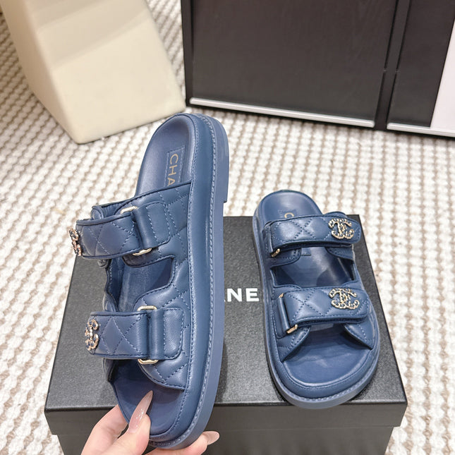 CHANEL 26S SANDALS IN SLATE BLUE CALFSKIN