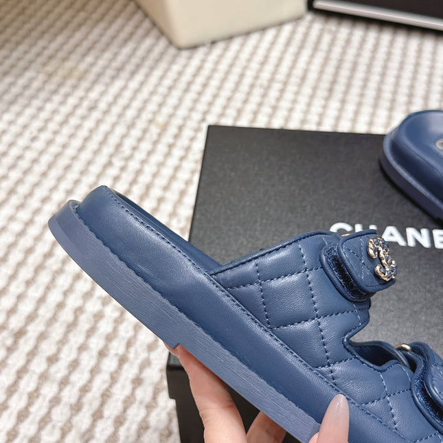 CHANEL 26S SANDALS IN SLATE BLUE CALFSKIN