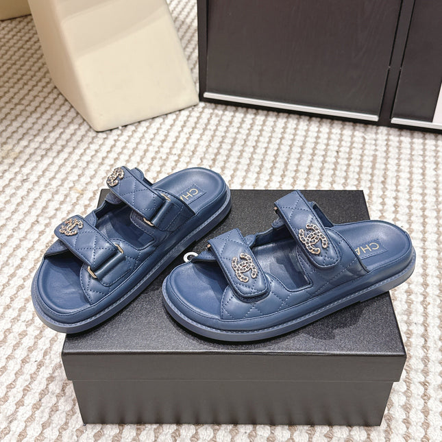 CHANEL 26S SANDALS IN SLATE BLUE CALFSKIN