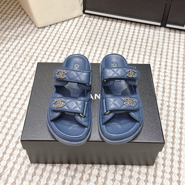 CHANEL 26S SANDALS IN SLATE BLUE CALFSKIN