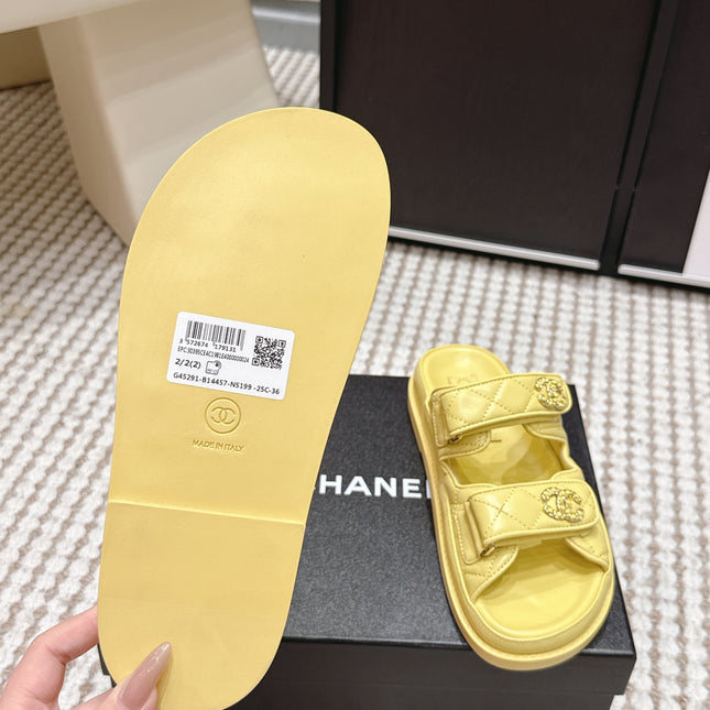 CHANEL 26S SANDALS IN YELLOW CALFSKIN