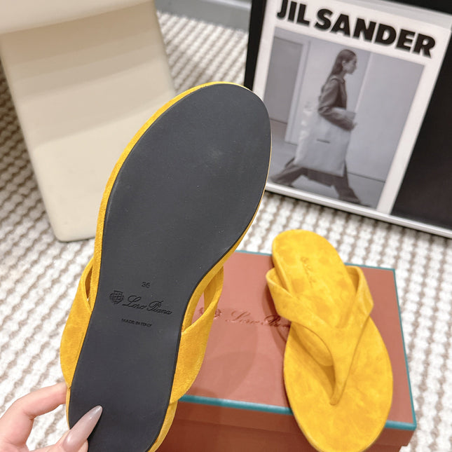 LP 26S THONG SANDALS IN TURMERIC YELLOW SUEDE