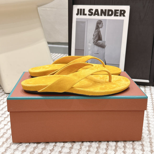 LP 26S THONG SANDALS IN TURMERIC YELLOW SUEDE