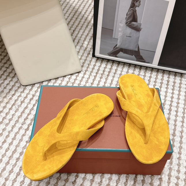 LP 26S THONG SANDALS IN TURMERIC YELLOW SUEDE