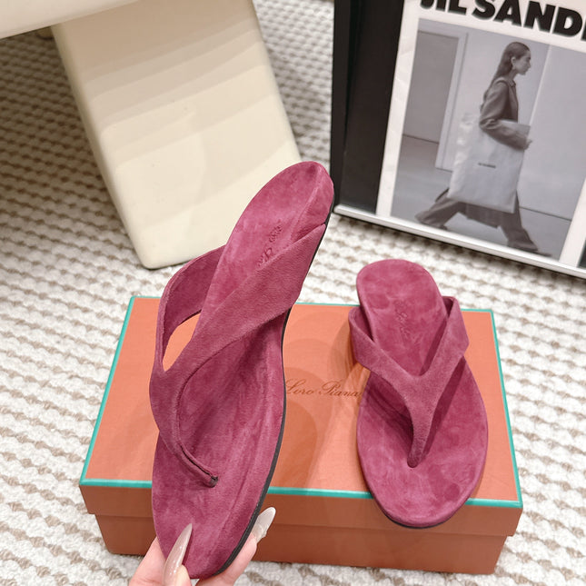 LP 26S THONG SANDALS IN DARK PINK SUEDE