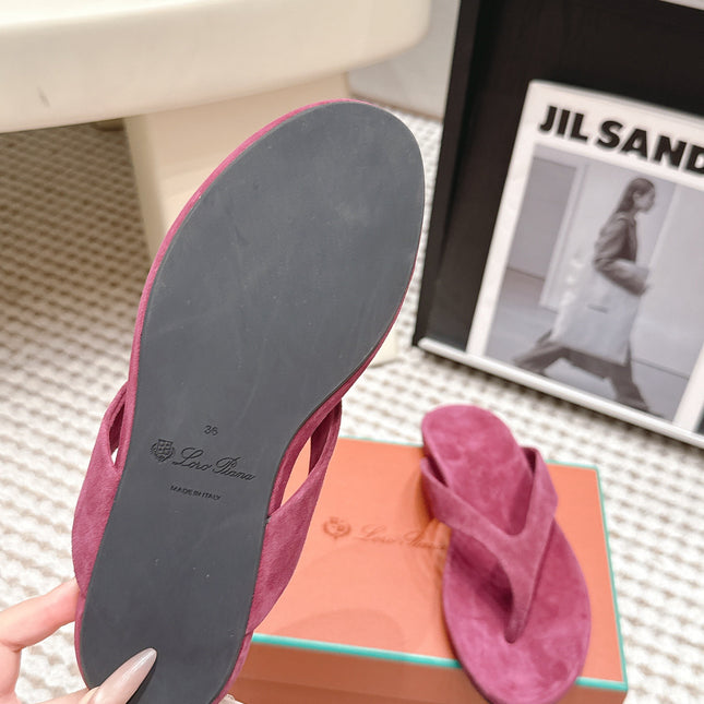 LP 26S THONG SANDALS IN DARK PINK SUEDE