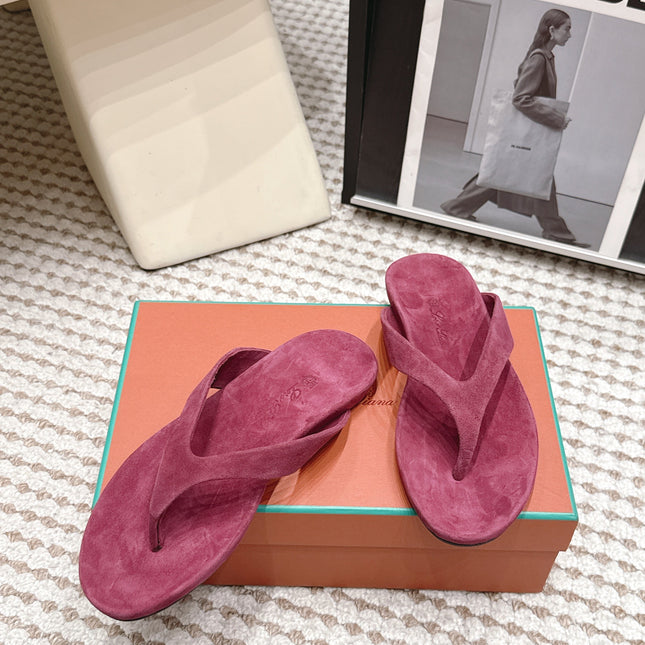 LP 26S THONG SANDALS IN DARK PINK SUEDE