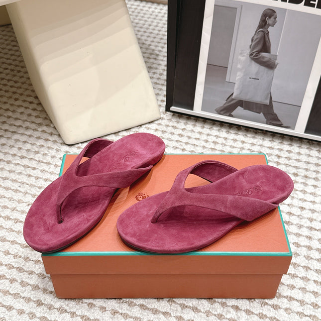 LP 26S THONG SANDALS IN DARK PINK SUEDE