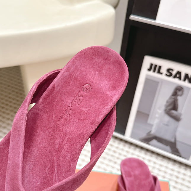 LP 26S THONG SANDALS IN DARK PINK SUEDE
