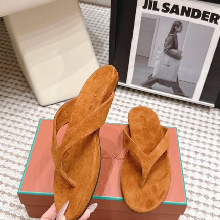 LP 26S THONG SANDALS IN CAMEL BROWN SUEDE