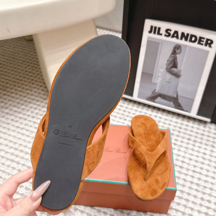 LP 26S THONG SANDALS IN CAMEL BROWN SUEDE