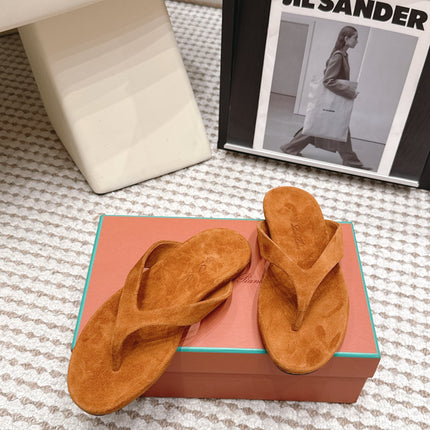 LP 26S THONG SANDALS IN CAMEL BROWN SUEDE