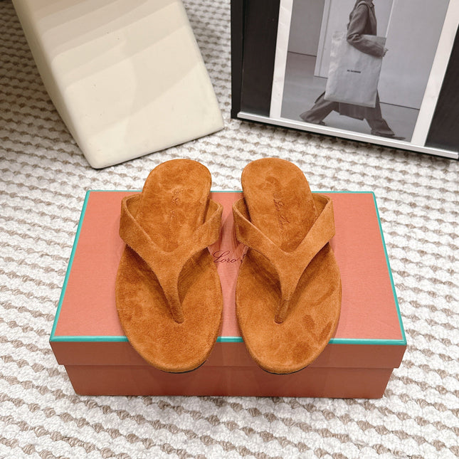 LP 26S THONG SANDALS IN CAMEL BROWN SUEDE