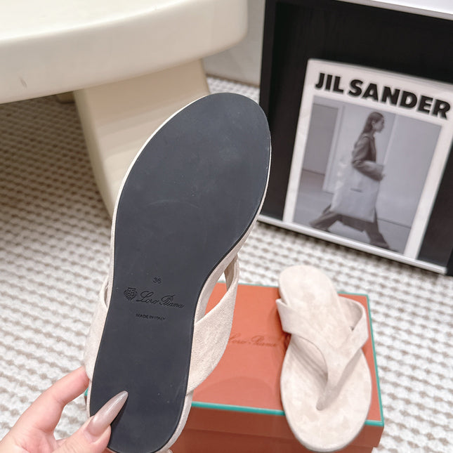 LP 26S THONG SANDALS IN LIGHT BEIGE SUEDE