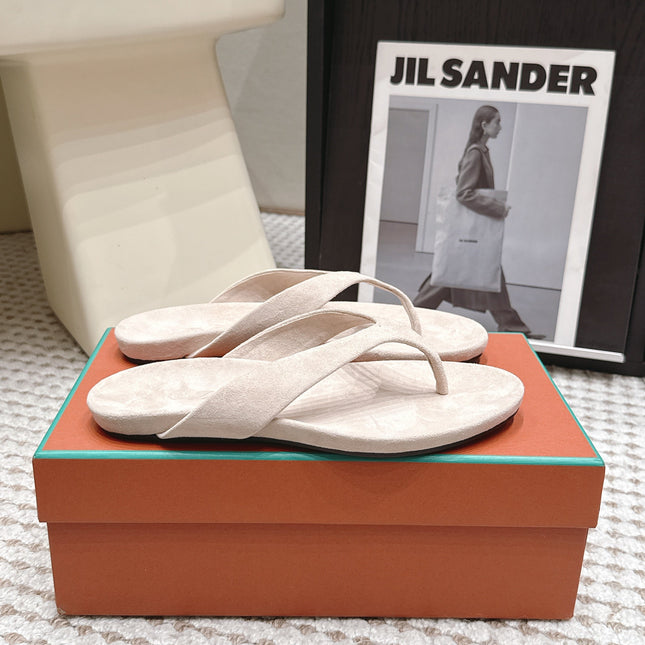 LP 26S THONG SANDALS IN LIGHT BEIGE SUEDE
